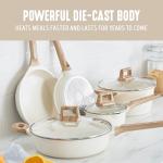 GreenLife 8 Piece Ceramic Nonstick Cookware Set, Induction Suitable Non Toxic PFAS-Free Pots & Pans, Dishwasher Safe, Cooking Set, Stock Pot, Saucepans & Frying Pans, Kitchen Cooking, Granite Cream