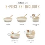 GreenLife 8 Piece Ceramic Nonstick Cookware Set, Induction Suitable Non Toxic PFAS-Free Pots & Pans, Dishwasher Safe, Cooking Set, Stock Pot, Saucepans & Frying Pans, Kitchen Cooking, Granite Cream