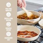 GreenLife 8 Piece Ceramic Nonstick Cookware Set, Induction Suitable Non Toxic PFAS-Free Pots & Pans, Dishwasher Safe, Cooking Set, Stock Pot, Saucepans & Frying Pans, Kitchen Cooking, Granite Cream