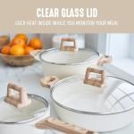 GreenLife 8 Piece Ceramic Nonstick Cookware Set, Induction Suitable Non Toxic PFAS-Free Pots & Pans, Dishwasher Safe, Cooking Set, Stock Pot, Saucepans & Frying Pans, Kitchen Cooking, Granite Cream