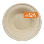 World Centric Compostable 11-1/2-Ounce Bagasse Bowl, 20-Piece