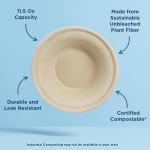 World Centric Compostable 11-1/2-Ounce Bagasse Bowl, 20-Piece