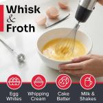 Mueller Multistick 5-in-1 Immersion Blender Handheld, 12 Speed Hand Mixer - Turbo Boost, Heaviest Duty Copper Motor, Titanium Blades Hand Blender, Milk Frother Wand, Whisk, Beaker, Chopper, Grey