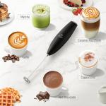 Zulay Kitchen Milk Frother Wand Drink Mixer with AA Duracell Batteries- Durable Handheld Milk Frother Electric Whisk - Easy-Clean Milk Frother Wand & Mini Blender - Electric Coffee Frother - Black