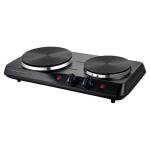 OVENTE Electric Countertop Double Burner, 1700W Cooktop with 7.25" and 6.10" Cast Iron Hot Plates, Temperature Control, Portable Cooking Stove and Easy to Clean Stainless Steel Base, Black BGS102B
