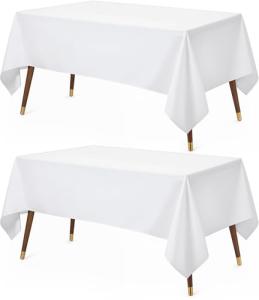 Utopia Kitchen 2 Pack 6 Foot Rectangle Table Cloth [60x102 Inches, White] Stain and Wrinkle Resistant Tablecloth Washable Polyester Cover for Dining, Buffet Parties, Picnic and Weddings