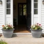 KPUVX Large-Planter-Indoor-Outdoor Plant Pots, 12 inch 3 Pack Plastic Flower Pots with Saucer and Drainage Holes, Retro Antique Imitation Decorative Garden Containers Sets for Houseplant