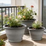 KPUVX Large-Planter-Indoor-Outdoor Plant Pots, 12 inch 3 Pack Plastic Flower Pots with Saucer and Drainage Holes, Retro Antique Imitation Decorative Garden Containers Sets for Houseplant