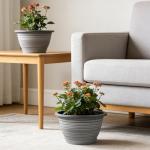 KPUVX Large-Planter-Indoor-Outdoor Plant Pots, 12 inch 3 Pack Plastic Flower Pots with Saucer and Drainage Holes, Retro Antique Imitation Decorative Garden Containers Sets for Houseplant