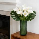 TIMEFOTO Flower Vase 7.5 inch Green Thickened Glass Vase for Bookshelf,Dinner Table,Indoor Office Desktop,Meeting Room,Bathroom,Countertop,Home Christmas Day Decoration