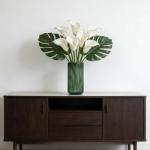 TIMEFOTO Flower Vase 7.5 inch Green Thickened Glass Vase for Bookshelf,Dinner Table,Indoor Office Desktop,Meeting Room,Bathroom,Countertop,Home Christmas Day Decoration