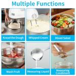 WEPSEN Hand Mixer Electric Mixing Bowls Set, 5 Speeds Handheld Mixer with 4 Nesting Stainless Steel Mixing Bowl, Measuring Cups Spoons 200W Kitchen Blender Whisk Beater Baking Supplies For Beginner