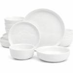 Gibson Home Oslo Porcelain Chip and Scratch Resistant Dinnerware Set, Service for 4 (16pcs), Plates and Bowls Dishes Sets, White
