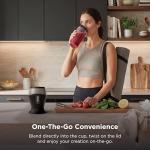 Ninja Fit Compact Personal Blender, Portable Blender for-Smoothies, Shakes, Food Prep, and Frozen Blending, 700-Watt Base, (2) 16-oz. Cups and Spout Lids, Black QB3001SS