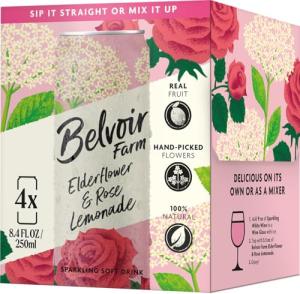 Belvoir Farm Elderflower & Rose Sparkling Lemonade | Delicious On It's Own Or As A Mixer | Product of UK | 4 Cans, 8.4 fl oz (250mL)