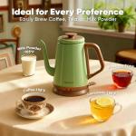 DmofwHi Gooseneck Electric Kettle(1.0L), 100% Stainless Steel BPA Free Classic Pour Over Coffee Kettle | Tea Kettle - Green
