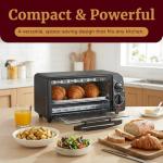 Elite Gourmet ETO236 Personal Compact 2 Slice Countertop Toaster Oven with 15 Minute Timer & Adjustable Temperature, Bake, Broil, & Toast, Black