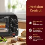 Elite Gourmet ETO236 Personal Compact 2 Slice Countertop Toaster Oven with 15 Minute Timer & Adjustable Temperature, Bake, Broil, & Toast, Black