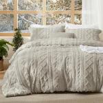 Bedsure Tufted Boho Comforter Set Twin Size - Linen Boho Bed Set, GentleSoft™ 2 Pieces Farmhouse Shabby Chic Embroidery Bedding, Gifts for Woman, Soft Jacquard Twin Comforter for All Seasons