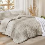 Bedsure Tufted Boho Comforter Set Twin Size - Linen Boho Bed Set, GentleSoft™ 2 Pieces Farmhouse Shabby Chic Embroidery Bedding, Gifts for Woman, Soft Jacquard Twin Comforter for All Seasons