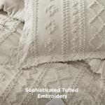 Bedsure Tufted Boho Comforter Set Twin Size - Linen Boho Bed Set, GentleSoft™ 2 Pieces Farmhouse Shabby Chic Embroidery Bedding, Gifts for Woman, Soft Jacquard Twin Comforter for All Seasons