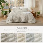 Bedsure Tufted Boho Comforter Set Twin Size - Linen Boho Bed Set, GentleSoft™ 2 Pieces Farmhouse Shabby Chic Embroidery Bedding, Gifts for Woman, Soft Jacquard Twin Comforter for All Seasons