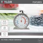 Taylor Large Dial Kitchen Refrigerator Thermometer, Silver