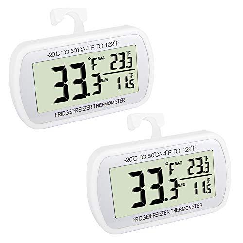 Digital Refrigerator Thermometer - 2 Pack with LCD Screen