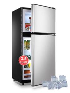 Compact Silver Refrigerator with Freezer and Thermostat