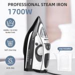 IRONDAY 1700W Steam Iron with Non-Stick Soleplate