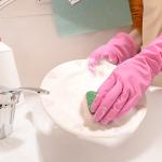 Colorful Reusable Rubber Dishwashing Gloves - 4 Pairs