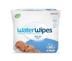 WaterWipes Original Baby Wipes, 240 Count (4 Packs), 99.9% Water-Based Wipes, Unscented, For Sensitive Skin, Packaging May Vary