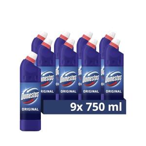 Domestos Original Thick Bleach disinfectant that eliminates 99.99% of bacteria and viruses* unstoppable strength 9x 750 ml