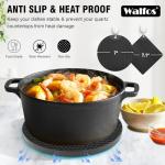 Walfos Silicone Trivet Mats - 4 Heat Resistant Pot Holders, Multipurpose Non-Slip Hot Pads for Kitchen Potholders, Hot Dishers, Jar Opener, Spoon Holder, Food Grade Silicone & BPA Free (Black)