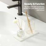 Razborci 2PCS Water Absorbing Stone Drying Tray Mat For Bathroom Sink & Kitchen Counter Faucet Organizer Decor, Quick Dry Dish Soap Dispenser Sponge Holder, Vanity Sink Caddy Bar Coaster,White-8"*3.8"