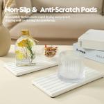 Razborci 2PCS Water Absorbing Stone Drying Tray Mat For Bathroom Sink & Kitchen Counter Faucet Organizer Decor, Quick Dry Dish Soap Dispenser Sponge Holder, Vanity Sink Caddy Bar Coaster,White-8"*3.8"