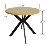 CangLong 31.5 Inch Round Dining Table Set, Mid Century Modern Round Dining Table for 2-4 Person with Steel Legs, Leisure Coffee Table for Kitchen Dining Room, Save Space, Teak