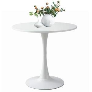 24" Tulip Table for 2-3 Persons Modern Round Dining Table, Mid-Century Dining Room Wooden MDF Circle Top Small for Kitchen Living Room Leisure Area(White, 23.6")