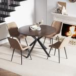 ALBAD 46.4" Round Dining Table, Mid Century Modern Round Dining Room Table for 4-6 with Metal Legs, Easy Assembly Coffee Table, Space-Saving Design for Kitchen and Dining Room