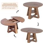 43.3in-59in Extendable Round Dining Table for 4-8,Modern Kitchen Oval Dining Table with Removable Leaves Space Saving,Wood Base with Storage Shelf for Kitchen Living Room (Walnut)