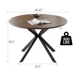 ALBAD 46.4" Round Dining Table, Mid Century Modern Round Dining Room Table for 4-6 with Metal Legs, Easy Assembly Coffee Table, Space-Saving Design for Kitchen and Dining Room