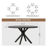 47" Solid Wood Round Dining Table, Mid Century Modern Round Dining Table for 4-6 Person, Steel Legs, Leisure Coffee Table for Kitchen Dining Room