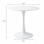 24" Tulip Table for 2-3 Persons Modern Round Dining Table, Mid-Century Dining Room Wooden MDF Circle Top Small for Kitchen Living Room Leisure Area(White, 23.6")