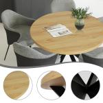 CangLong 31.5 Inch Round Dining Table Set, Mid Century Modern Round Dining Table for 2-4 Person with Steel Legs, Leisure Coffee Table for Kitchen Dining Room, Save Space, Teak