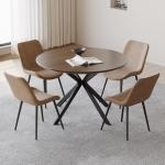 ALBAD 46.4" Round Dining Table, Mid Century Modern Round Dining Room Table for 4-6 with Metal Legs, Easy Assembly Coffee Table, Space-Saving Design for Kitchen and Dining Room