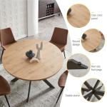 Zerifevni 46.4" Round Dining Table Set, Mid Century Modern Round Dining Table for 4-6 Person, Steel Legs, Leisure Coffee Table for Kitchen Dining Room, Save Space