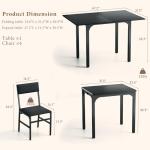 HUAHUU Dining Table Set for 4, Extendable Kitchen Table Cushion Chairs Set of 4, Rectangle Dining Table with Metal Frame & MDF Board, Folding for Small Apartment Saving Space, Black