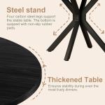 47" Solid Wood Round Dining Table, Mid Century Modern Round Dining Table for 4-6 Person, Steel Legs, Leisure Coffee Table for Kitchen Dining Room