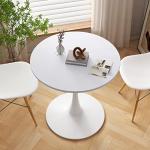 24" Tulip Table for 2-3 Persons Modern Round Dining Table, Mid-Century Dining Room Wooden MDF Circle Top Small for Kitchen Living Room Leisure Area(White, 23.6")