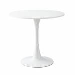24" Tulip Table for 2-3 Persons Modern Round Dining Table, Mid-Century Dining Room Wooden MDF Circle Top Small for Kitchen Living Room Leisure Area(White, 23.6")